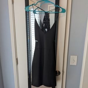 Black mini dress with lace detail
